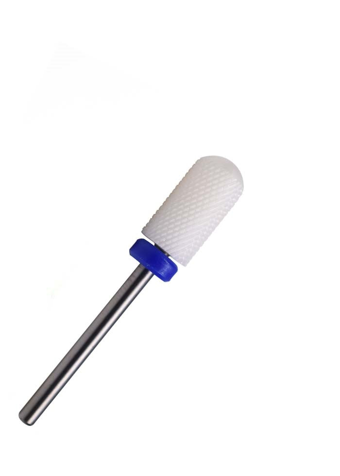Large Barrel Smooth Top Ceramic Nail Drill Bit. Blue image 0
